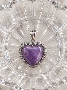 Amethyst Heart Pendant Necklace
